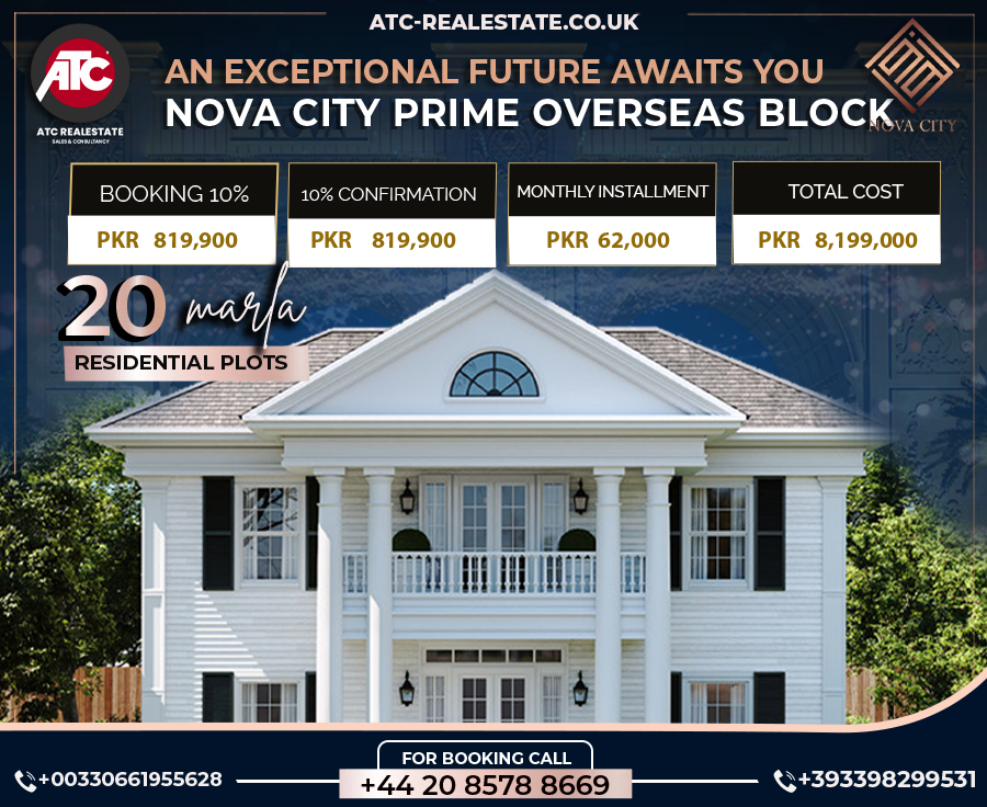 Nova City 20 Marla Residential Prime Overseas block